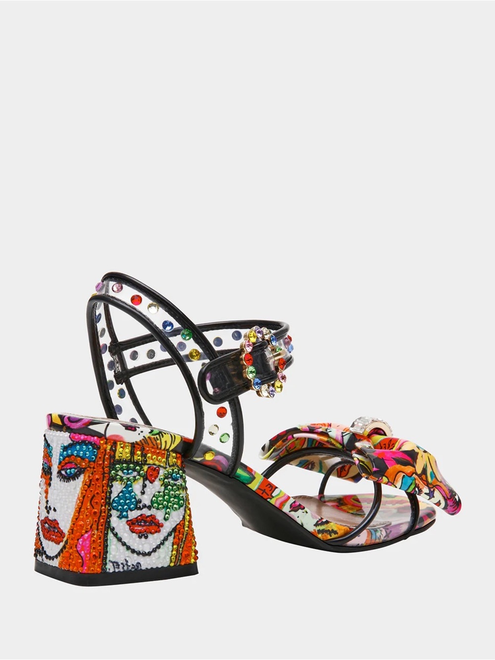 Like New!! Betsey Johnson Multicolor Embellished Block Heel Sandals - Picture 4 of 12